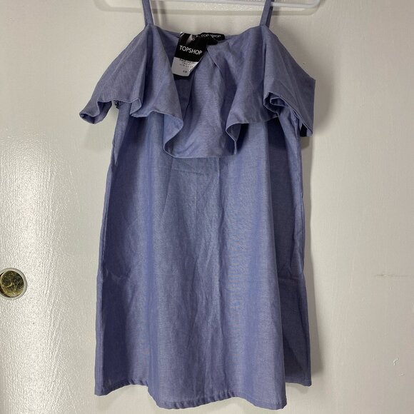 NWT TOPSHOP Off-the-Shoulder Ruffle Dress | Size US 2 - Picture 1 of 4